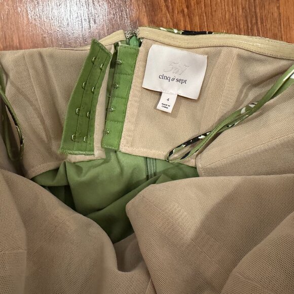 Cinq a Sept Wildflower Elise Silk Strapless Tassel Print Dress, Size 4 - Picture 8 of 9